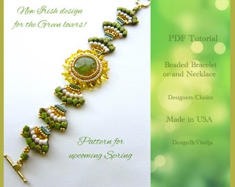 Modello per bracciale e collana di perline: design primaverile irlandese (tutorial PDF)