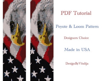 American Eagle USA Flag Peyote And Loom Pattern Bracelet