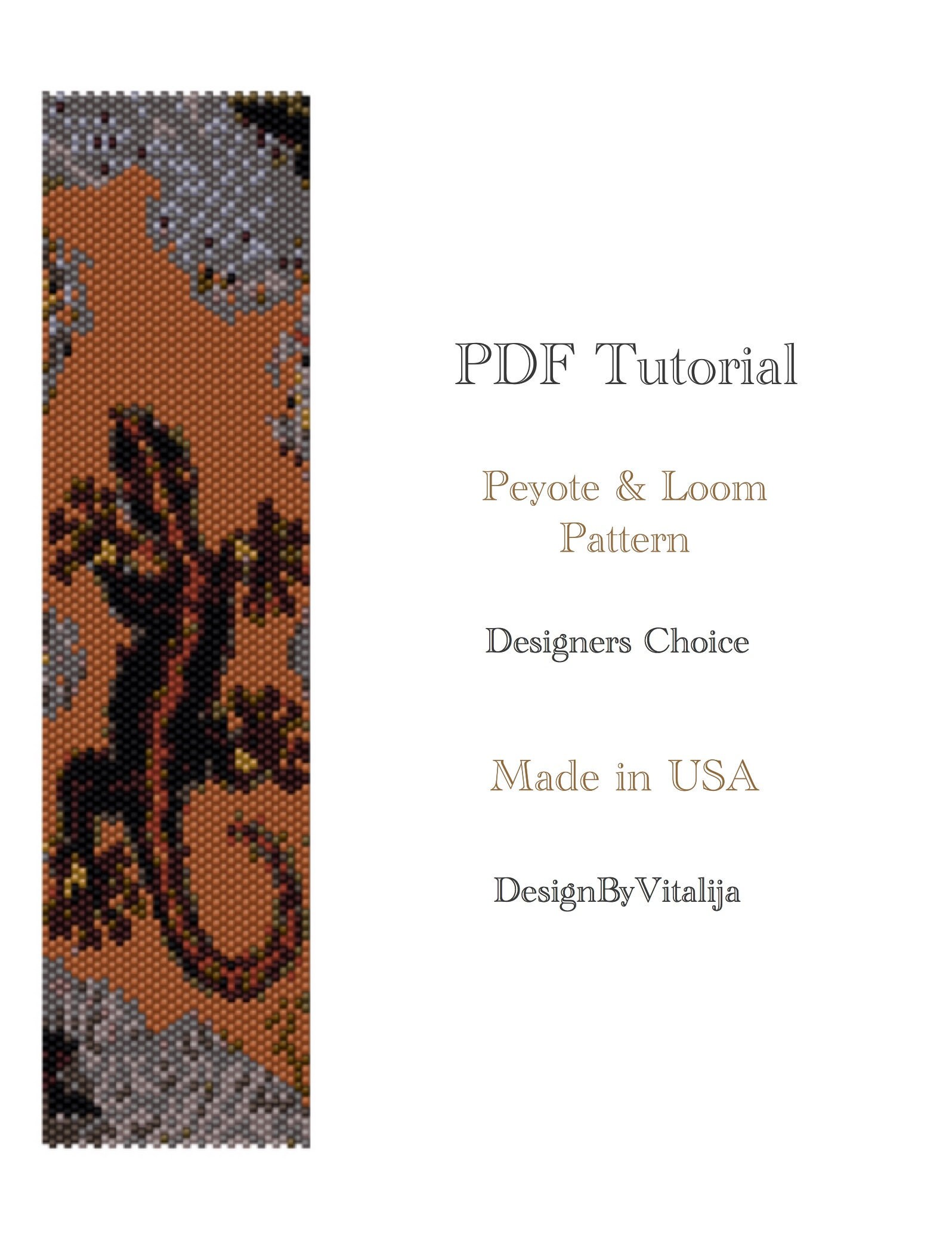 Peyote Beaded Tutorial Loom Work Beaded Bracelet Lizard Etsy