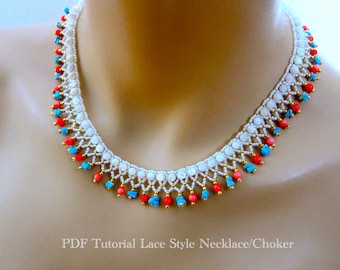 Beaded Necklace Choker Tutorial Lace Style Necklace Choker Digital Pattern