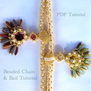 Beaded Rope  and  Bail Tutorial Beading Pattern Peacock Tail Beadwork