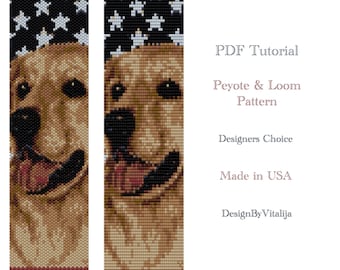 Peyote Pattern Loom Bead Pattern Golden Retriever Pattern Bracelet Digital Tutorial