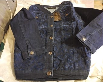 Denim Jackets – DG2 by Diane Gilman Baroque Print designer  Indigo – Size S & XL – New With Tags