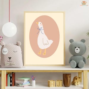 Goose Nursery Print – Farm Animal Wall Art for Baby Room Decor, Cute Goose Poster, Neutral Animal Print, Scandinavian Nursery Wall Art