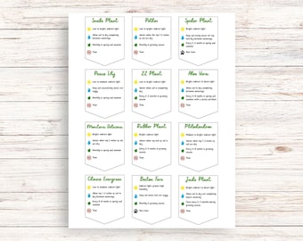 Etiquetas para cuidados com plantas, etiquetas para cuidados com plantas para impressão, etiquetas para plantas de casa