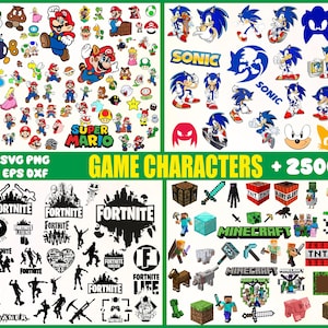 Pacchetto Super Mario Bros Vector, Mario Cut Files, Mario Clipart, Super Mario Font, Mario PNG, SVG per Cricut sublimazione stampa per feste
