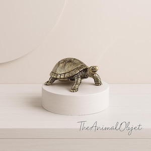Turtle Statue Handmade Miniature Copper Figurine Cute Anime Collectible Desk & Shelf Decor Gift