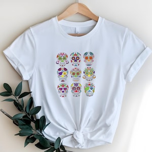 Grafisch T-shirt Candy Skull, T-shirt met korte mouw, Day of the Dead-shirt, festivalkleding, Halloween-top, casual zomer-T-shirt