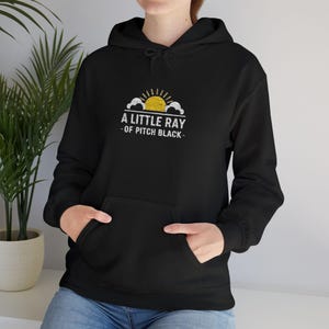 A Little Ray of Pitch Black Hoodie, Embroidered Dark Humor Sweatshirt, Funny Sarcastic Gift for Men & Women, Cozy Pullover, Fall Sweatshirt
