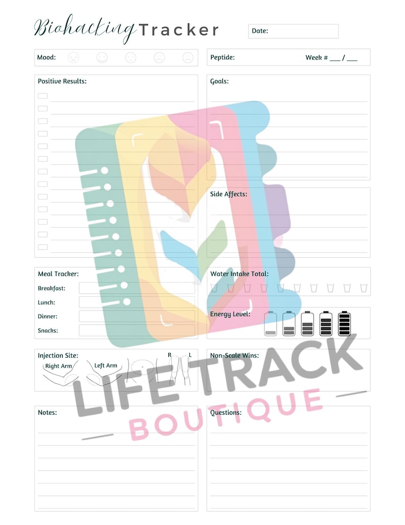 Digital Wellness Planner | Biohacking Journal, Peptide Tracker (PDF) - Etsy