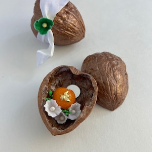 walnut shell art, in a nutshell, bee found object art, thinking of you gift, assemblage art
