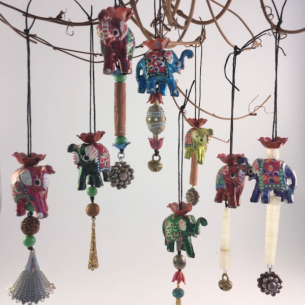 elephant assemblage art,  found object ornament