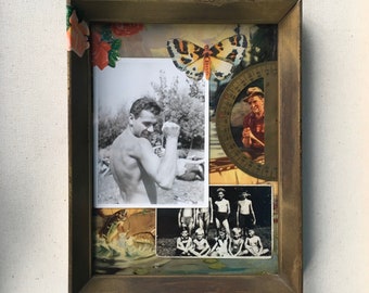 daydreams and memories. collage assemblage art. vintage photographs and print. one of a kind and original