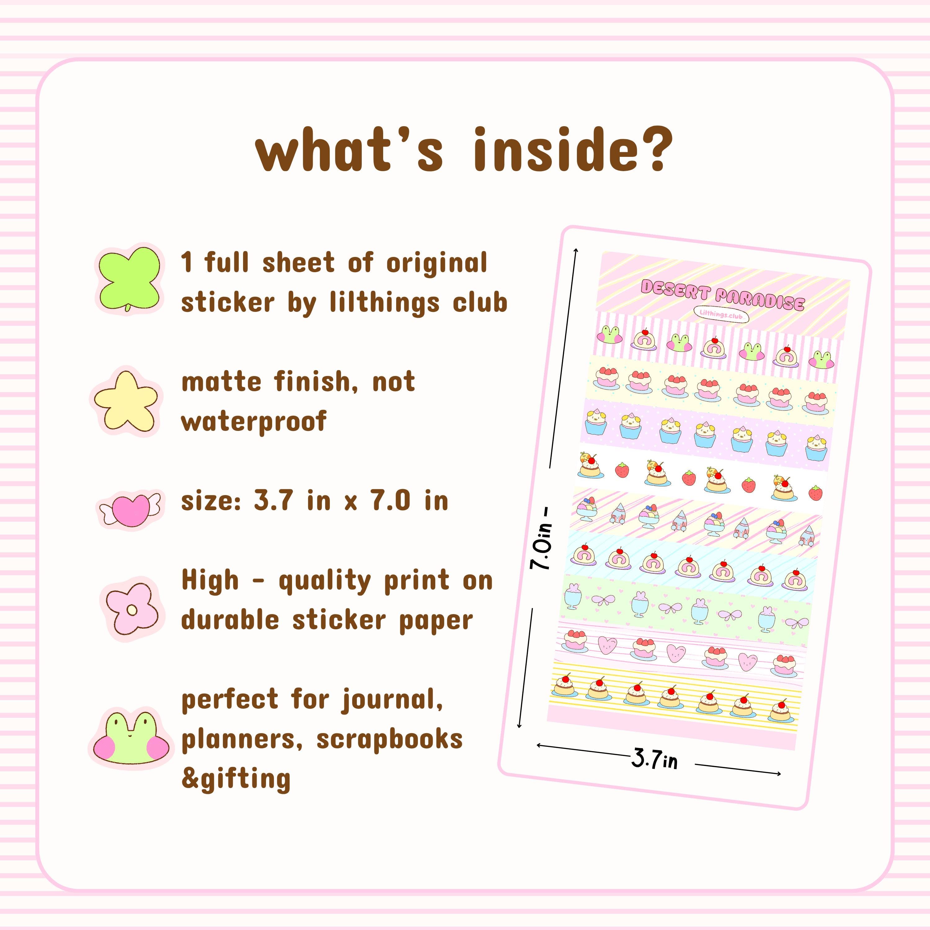 Kawaii Frog & Dessert Washi Sticker Sheet | Kiss-cut Matte Vinyl ...