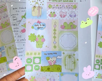 Lucky Girl Syndrome Sticker Sheet  |  Kiss-Cut Matte Vinyl Sticker Sheet | 17 Stickers | 3.7 x 7.0”