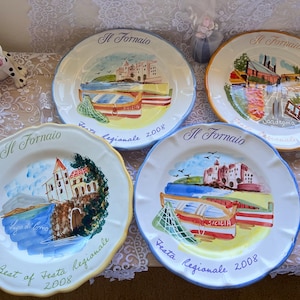 Il Fornaio Collector Plates – Festa Regionale 2008–2010 – Italian Wall Decor – Hand Painted Vintage Plate Set