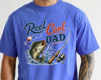 Comfort Colors® Fishing Dad Shirt, Reel Cool Dad Tee, Bass Fishing Shirt, Father’s Day Fishing Gift, Fisherman Dad Shirt