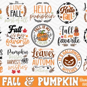 Fall Quotes SVG Bundle | Autumn, Thanksgiving | Halloween Designs