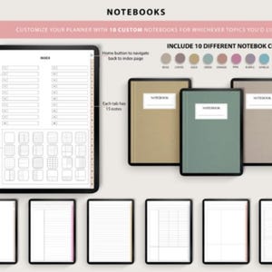 Digital Notebook Bundle, Hyperlinked Goodnotes Notebook, Aesthetic Digital Planner for iPad, PDF & Goodnotes Format