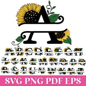 Sunflower Split Letter Monogram SVG Bundle – Cricut & Silhouette Cut Files