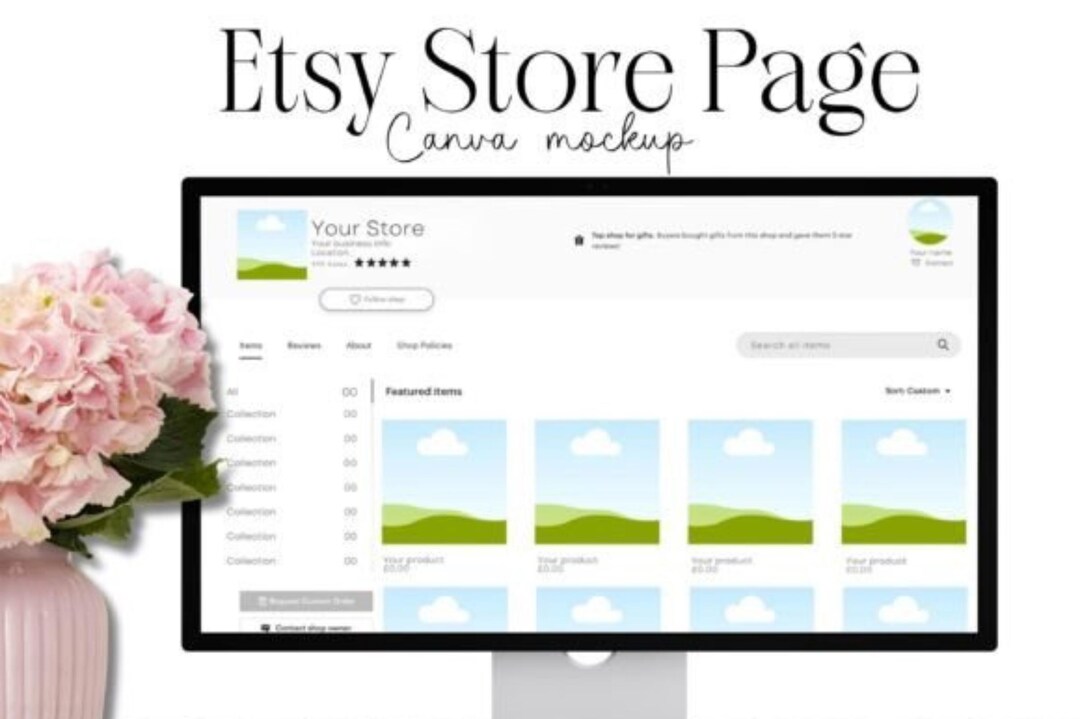 Premium Etsy Canva Template Mockup | Editable Etsy Shop Mockups - Etsy