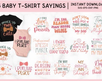 Funny Baby Onesie SVG Bundle for Cricut, Baby T-Shirt Sayings, Sarcastic Baby Quotes, Commercial Use Cut Files