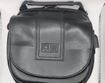 Retro Case Logic CD Player Travel Bag with Strap, Faux Leather Audio Cable Pass-Through