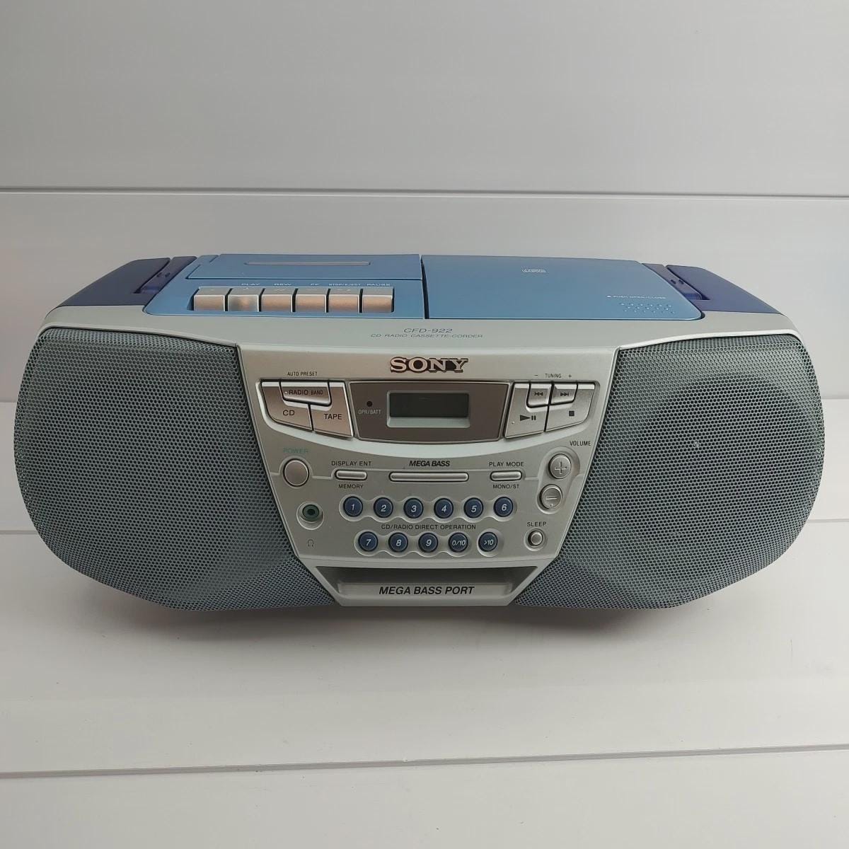 Vintage Sony CD Radio Cassette Corder CFD-922 Blue - Etsy