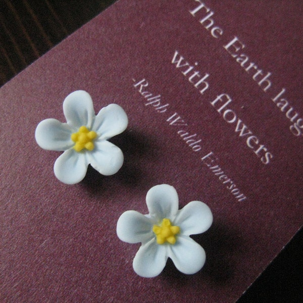 Pale Blue Forget-Me-Not Post Earrings - Vintage Inspired Floral Jewelry