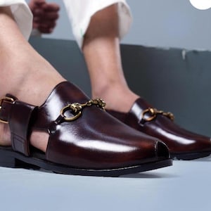 Handmade Brown Leather Peshawari Chappal | Traditional Men&#39;s Sandals | Peshawri Sandals, Leather Footwear, Gift for him, Gift for Bf