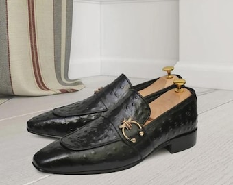 mens dress loafers black and gold Men's Penny Horsebit Leather Loafer In Black & Gold main image 1