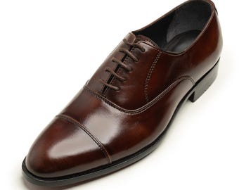 Handmade Brown Leather Oxford Shoes - Men’s Formal Dress Shoes