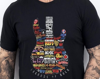 Rock and Roll Legends Guitar T-Shirt, Music Teacher Gift