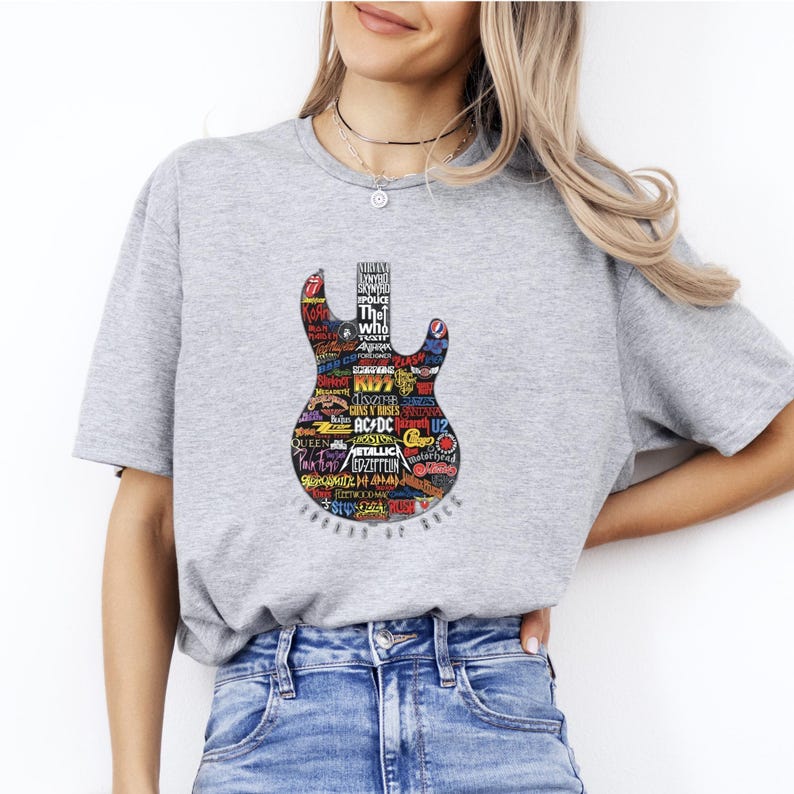 Rock and Roll Legends Guitar T-Shirt, Music Teacher Gift image 3