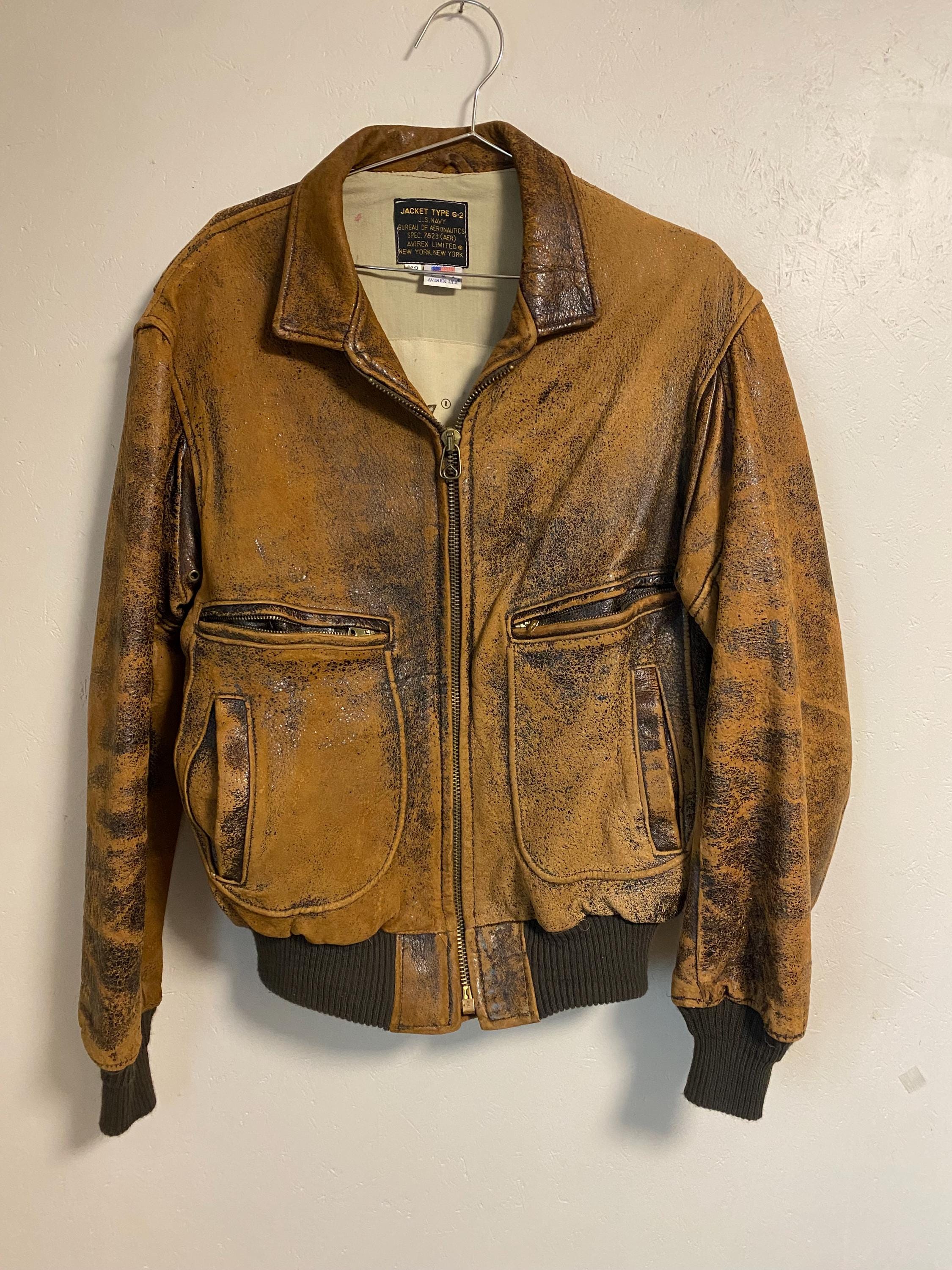 フライトジャケット TYPE G-2 Mサイズ ブラウン G 2 g2 leather jacket - Etsy 日本