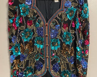 Vintage Black Tie Beaded Dress
