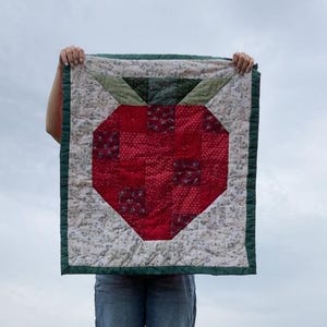 Hand-made Quilted Strawberry Baby Blanket, Nursery Decor