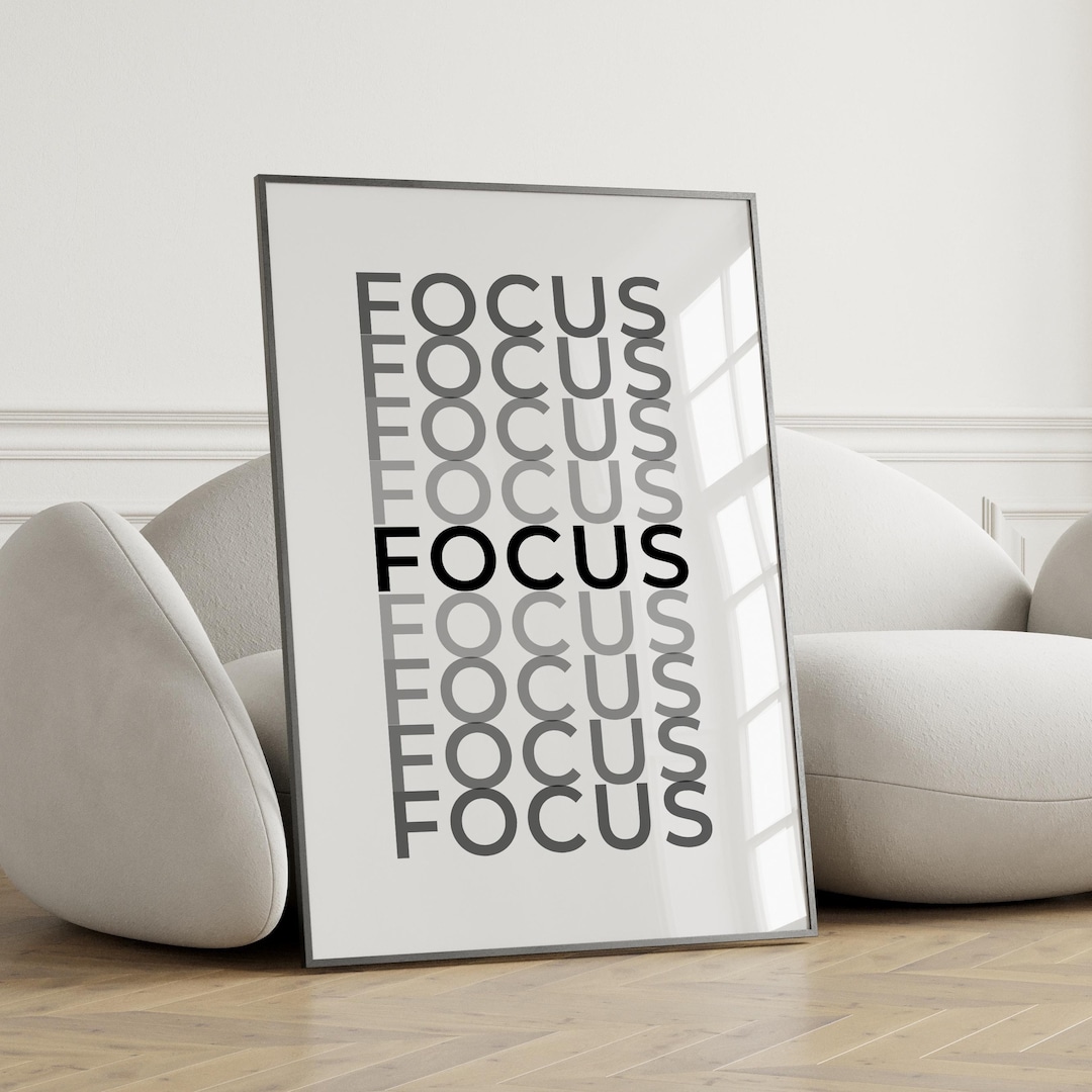 Text Focus Poster Minimalist FOCUS Motivational Poster: Workspace Gym Wall Art - Etsy
