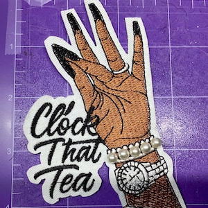 Naszywka do prasowania z haftem Clock That Tea