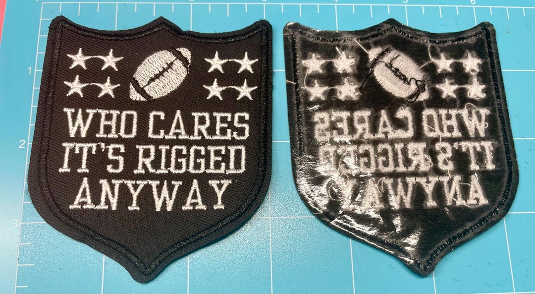 Who Cares It’s Rigged Anyway…. Game Day Iron on Patch. - Etsy