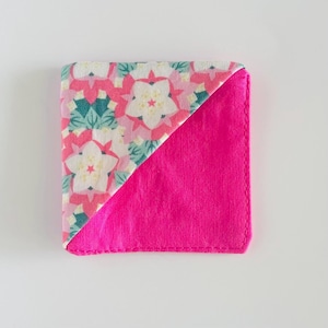 Fabric Corner Bookmark - Pink with Flowers
