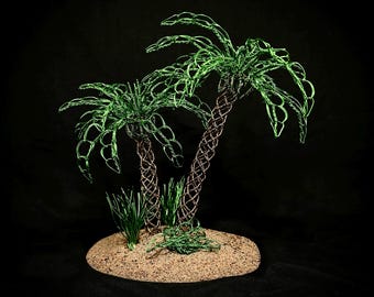 Tropical Oasis–Palm Tree Sculpture | 8-Inch Fine Art Wire Tree