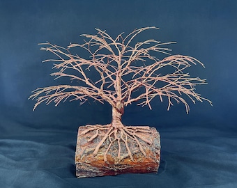 Tranquil Copper Canopy – 9-Inch Copper Wire Tree Sculpture