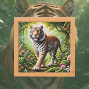 Tiger In The Jungle Cross Stitch Pattern – Digital PDF, Counted Cross Stitch Chart, Instant Download, Embroidery Pattern, Animal, Chart