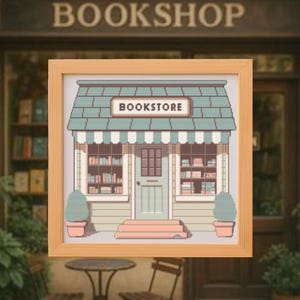 Bookstore Store Front Cross Stitch Pattern – Digital PDF, Counted Cross Stitch Chart, Instant Download, Embroidery Pattern, Reading