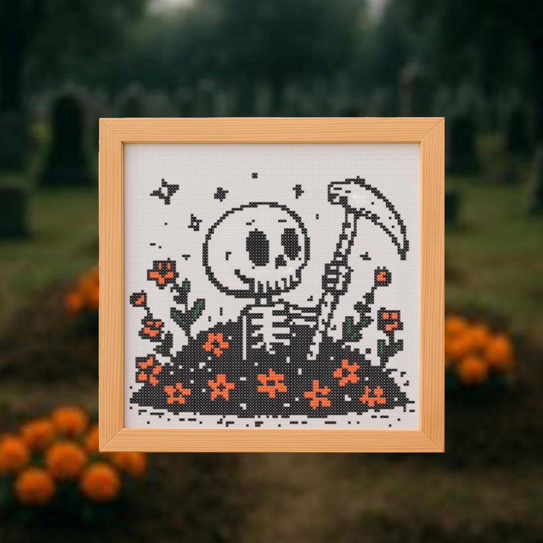 Skeleton Rising Skeleton Rising Cross Stitch Pattern – Halloween Embroidery (digital ...