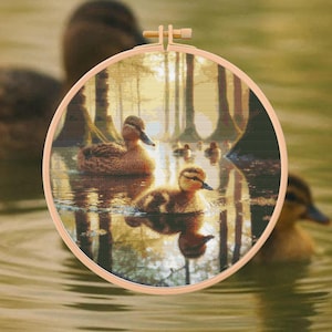 Duck and Duckling Cross Stitch Pattern – Digital PDF, Counted Cross Stitch Chart, Instant Download, Embroidery Pattern, cute animal stitch