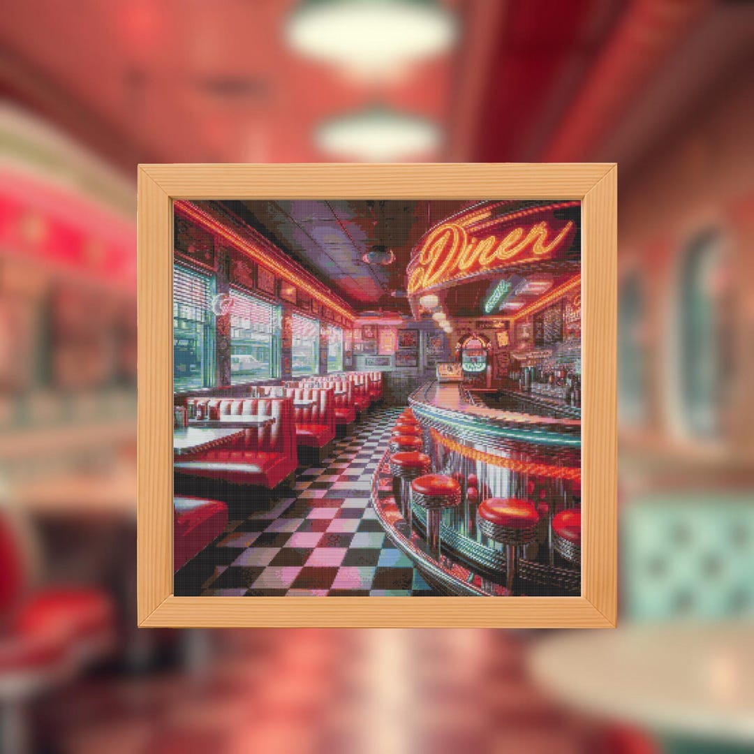 Retro Diner Cross Stitch Pattern – 50s 60s Style (digital PDF) - Etsy UK