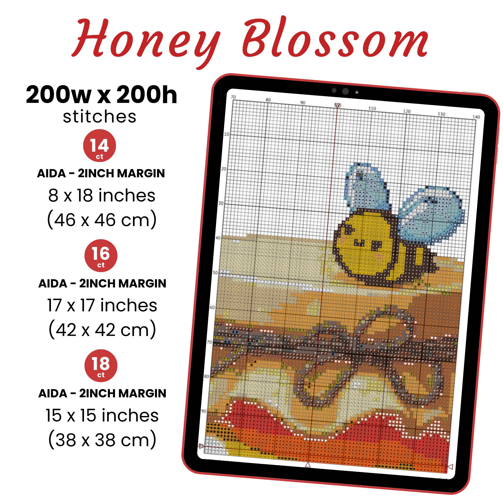 Honey Bee Cross Stitch Pattern – Floral Bumblebee Embroidery (digital ...