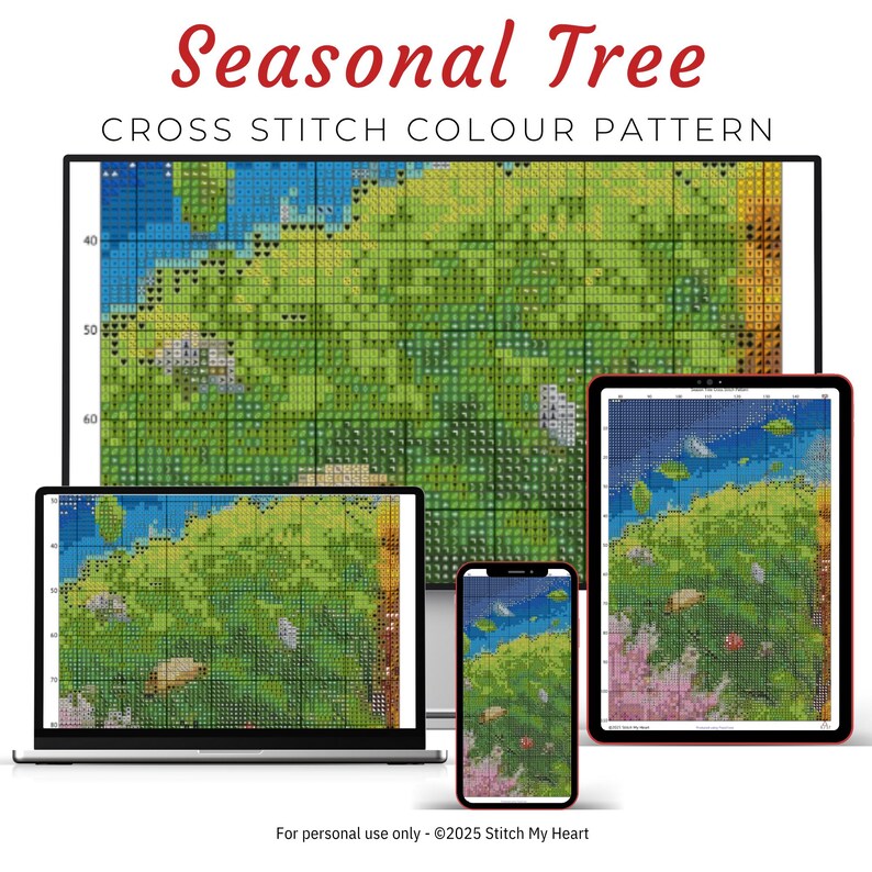 Four Seasons Tree Cross Stitch Pattern – Modern Embroidery (digital PDF ...